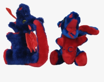 Stuffed Dragons In Royal Blue And Red Fabric   Class - Teddy Bear, HD Png Download, Transparent PNG