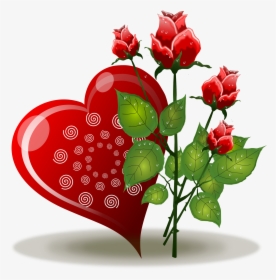 Coração E Rosas - Love Flower Image Rose, HD Png Download, Transparent PNG