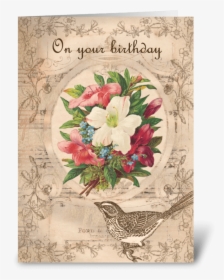 Pretty Flowers & Bird Greeting Card - Predlohy Vianočné Výšivky, HD Png Download, Transparent PNG