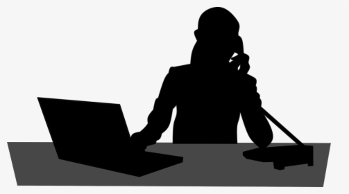 Cloud Hosted Cell Phone - Silhouette Person At Desk, HD Png Download, Transparent PNG