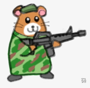 Transparent Beret Clipart - Animal Holding A Gun Drawing, HD Png Download, Transparent PNG