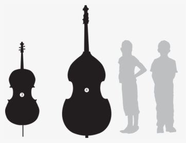 Violin Clipart Orchestra Class - Black And White Silhouette Double Bass Clipart, HD Png Download, Transparent PNG