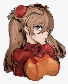 #cigarette #animegirl #evangelion #asukalangleysoryu - Cartoon, HD Png Download, Transparent PNG