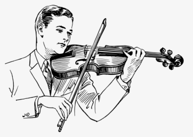 Line Art,string Instrument,indian Musical Instruments - Man Playing Violin Drawing, HD Png Download, Transparent PNG