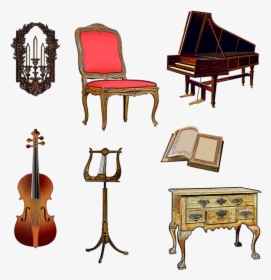 Harpsichord, Violin, Music Stand, Furniture, Chair - Music Stand, HD Png Download, Transparent PNG