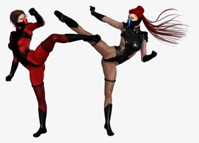 Woman Ninjas Fighting Pose - Ninja Girls, HD Png Download, Transparent PNG
