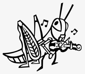 Transparent Violin Clipart - Grasshopper Black And White Clipart, HD Png Download, Transparent PNG