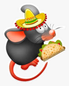 Taco Mouse, Taco, Mouse, Sombrero, Mexican, Mice - Mouse In Sombrero Cartoon, HD Png Download, Transparent PNG