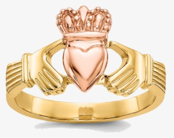 14k Two Tone Gold Claddagh Ring - Engagement Ring, HD Png Download, Transparent PNG