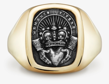 9ct Yellow Gold Large Cushion Claddagh Badge Signet - Engagement Ring, HD Png Download, Transparent PNG