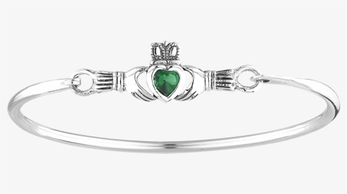 Green Gem Claddagh Bangle Bracelet - Engagement Ring, HD Png Download, Transparent PNG