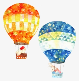 Hot Air Balloon Watercolor Painting - Watercolor Paintings Hot Air Balloons, HD Png Download, Transparent PNG