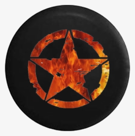 Oscar Mike Military Jeep Star Orange Red Flames - Circle, HD Png Download, Transparent PNG