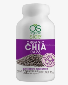 Organic Side, Chia En Cápsulas, 60 Cápsulas - Bottle, HD Png Download, Transparent PNG