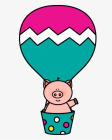 Pig In A Hot Air Balloon Clip Art - Cute Clip Art Hot Air Balloon, HD Png Download, Transparent PNG