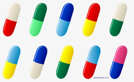 Ten Capsules Meds Sweet - Clip Art Pills, HD Png Download, Transparent PNG
