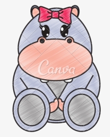 Transparent Baby Hippo Png - Female Cute Hippo Cartoon, Png Download, Transparent PNG