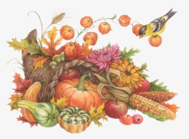 Cornucopia Clipart Service - Thanksgiving Watercolor Clip Art, HD Png Download, Transparent PNG