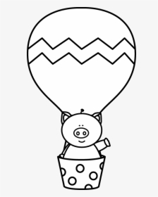 Pig In A Hot - Air Balloon Black And White, HD Png Download, Transparent PNG