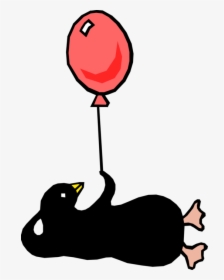 Vector Illustration Of Penguin With Red Balloon, HD Png Download, Transparent PNG