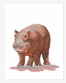 Baby Hippo Wall Art   Class Lazyload Blur-up   Style - Black Rhinoceros, HD Png Download, Transparent PNG