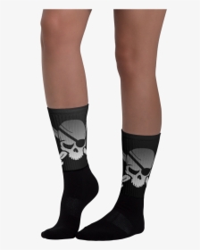 Side View Skull And Crossbones Jolly Roger Pirate Socks - Hockey Sock, HD Png Download, Transparent PNG