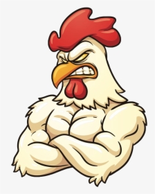 Strong Rooster - Strong Chicken Cartoon, HD Png Download, Transparent PNG