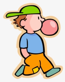 Transparent Boy Eating Clipart - Chewing Bubble Gum Cartoon, HD Png Download, Transparent PNG