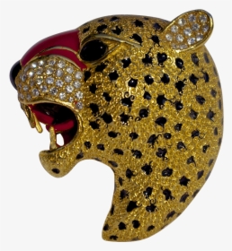 Rare Enamel Roaring Panther Head Brooch Pin Signed - Jaguar, HD Png Download, Transparent PNG