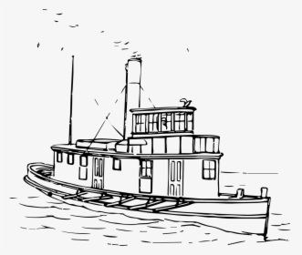 Boat Transportation Tug Free Picture - Houseboat Clipart Black And White, HD Png Download, Transparent PNG