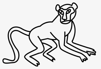 Vector Illustration Of Primate Monkey Ape - Line Art, HD Png Download, Transparent PNG