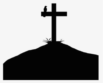 Summit Cross, Silhouette, Summit, Bird, Grass, Sun - Cross Drawing With Background, HD Png Download, Transparent PNG