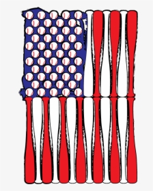 Baseball Flag Bats Red White Blue Stars Stripes Americana - Baseball Clipart Red White And Blue, HD Png Download, Transparent PNG