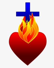 Sacred Heart Png Photo - Heart With Cross And Fire, Transparent Png, Transparent PNG