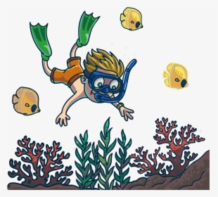 Cartoon Scuba Diving - Diving Cartoon, HD Png Download, Transparent PNG