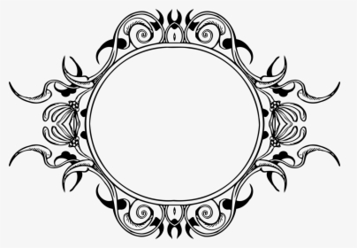 Computer Icons Oval Ornament Drawing Picture Frames - Bingkai Bunga Hitam Putih, HD Png Download, Transparent PNG