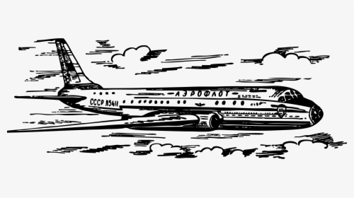 Tu-104 Airplane Clip Arts - Transportation Air Black And White, HD Png Download, Transparent PNG