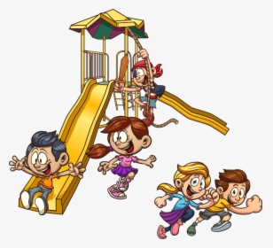Playground Slide Child Clip Art - Cartoon Kids Playing, HD Png Download, Transparent PNG