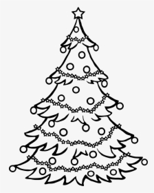 Christmas Tree Drawing {png} - Xmas Tree Clipart Black And White, Transparent Png, Transparent PNG