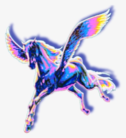 #horse #unicorn #pegasus #wings #flying #holographic - Pegasus Kawaii Unicorn Drawing, HD Png Download, Transparent PNG