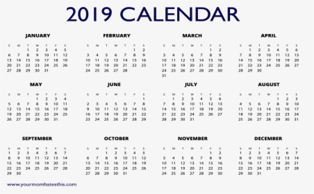 Calendar Png Image - 2019 Printable Calendar One Page, Transparent Png, Transparent PNG