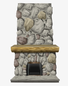 Fireplace, Stone, Mantel, Heat, Warmth, Rustic, Heating - Stone Fireplace Clipart, HD Png Download, Transparent PNG
