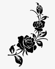 Floral Design Silhouette Motif Pattern - Flower Pattern Design Black And White, HD Png Download, Transparent PNG