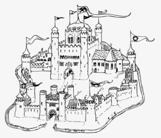 Line Art,diagram,urban Design - Coloring Pages Medieval Castles, HD Png Download, Transparent PNG