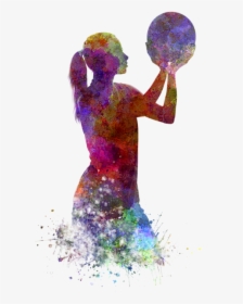 Young Woman Basketball Player 03 In Watercolor, HD Png Download, Transparent PNG