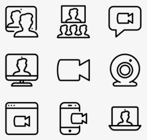 Video Conference - Drawing Icons, HD Png Download, Transparent PNG
