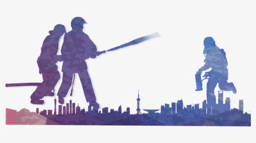 Colorful Firefighter Silhouette,graffiti Png Download - Firefighter Silhouette Transparent, Png Download, Transparent PNG