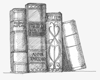 Drawing Of Books On A Shelf, HD Png Download, Transparent PNG