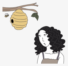 Bees And Beehive - Girl Bitten By Bee Cartoon, HD Png Download, Transparent PNG