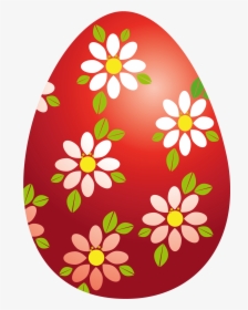 Vector Black And White Library Easter Flowers Clipart - Red Easter Egg Clipart, HD Png Download, Transparent PNG
